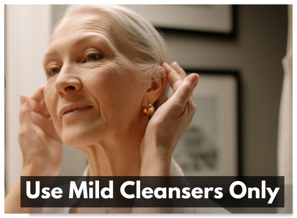 Skincare for Senior tips: Use Mild Cleaners Only. 