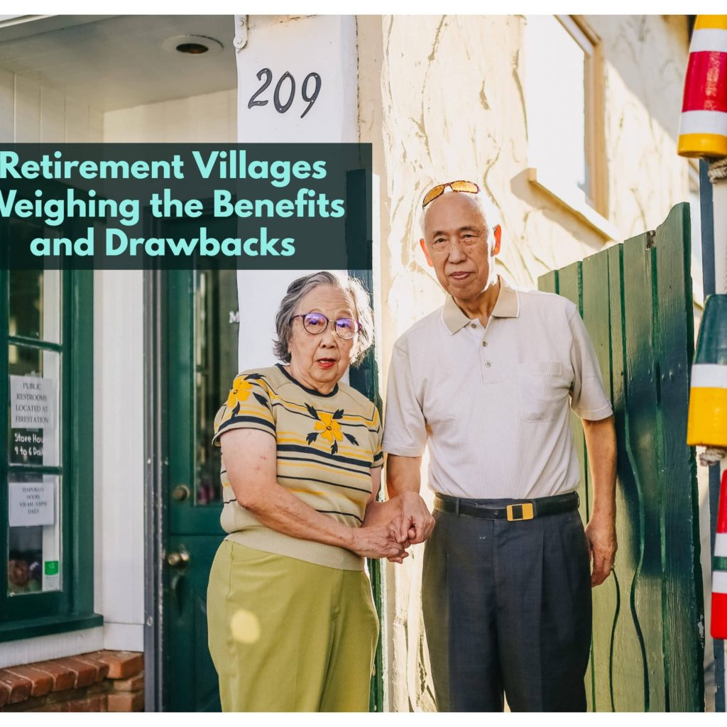 a couple holding hands while Weighing the benefits and drawbacks of retirement villages