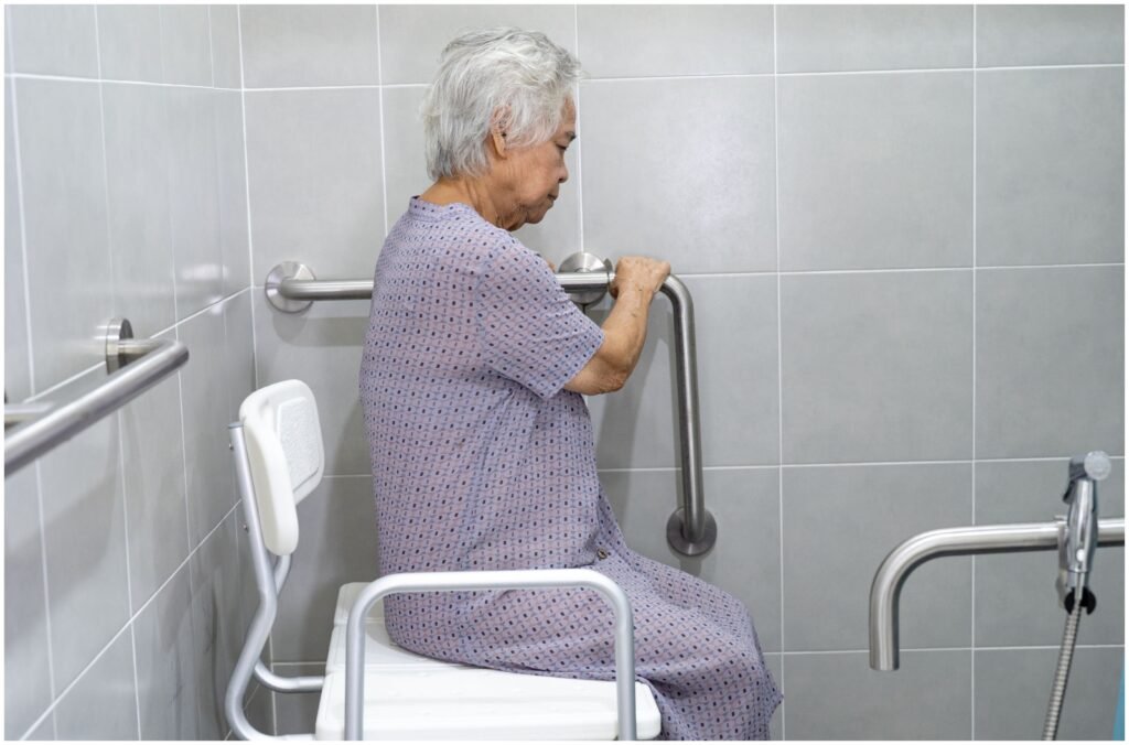 Shower seats aid safety and self-reliance for elderly bathers.