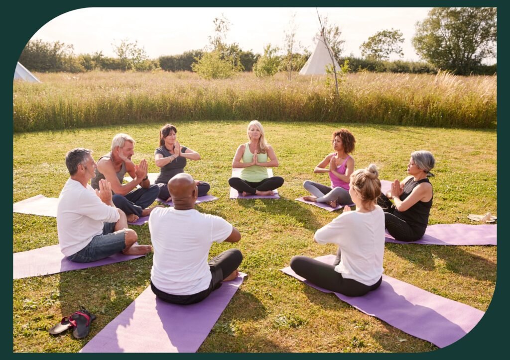 Senior citizens can participate in yoga and meditation sessions with a group.