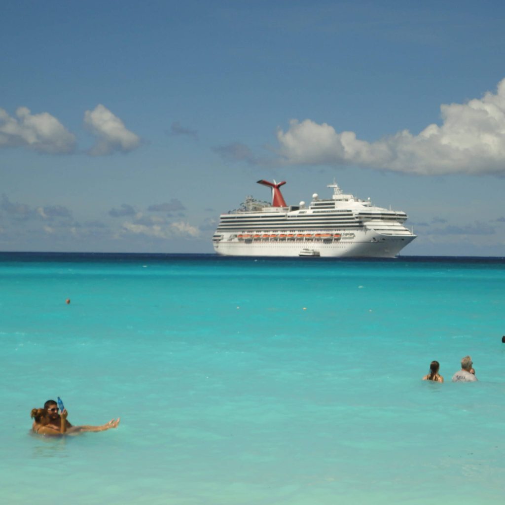 Tourists enjoying senior travels to the Bahamas.