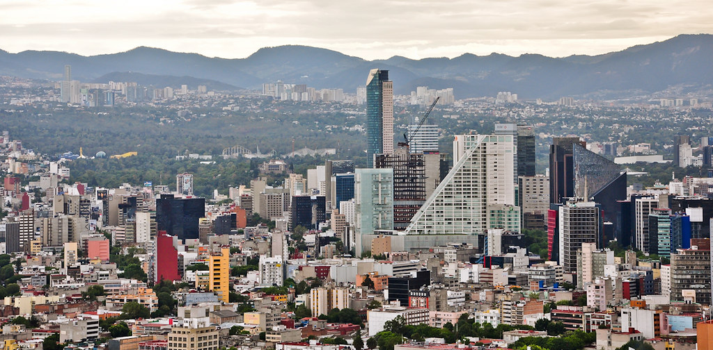 An aerial picture of the city scape of Mexico City.