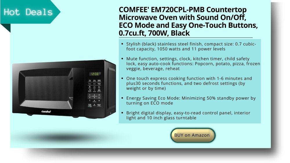 COMFEE' EM720CPL-PMB Countertop Microwave Oven with Sound On/Off, ECO Mode and Easy One-Touch Buttons, 0.7cu.ft, 700W, Black