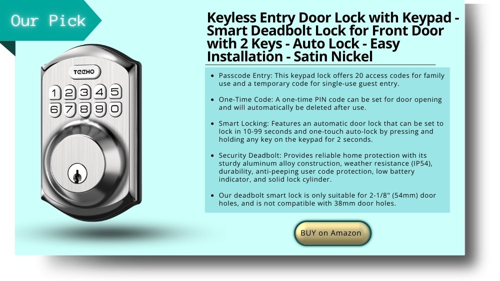 TEEHO TE001 Keyless Entry Door Lock with Keypad - Smart Deadbolt Lock for Front Door with 2 Keys - Auto Lock - Easy Installation - Satin Nickel