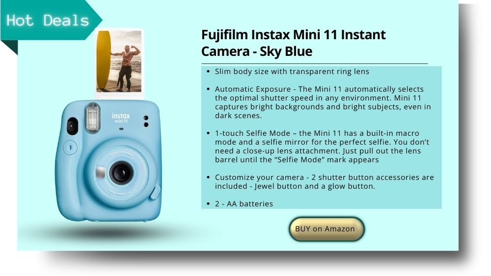 Fujifilm Instax Mini 11 Instant Camera - Sky Blue
