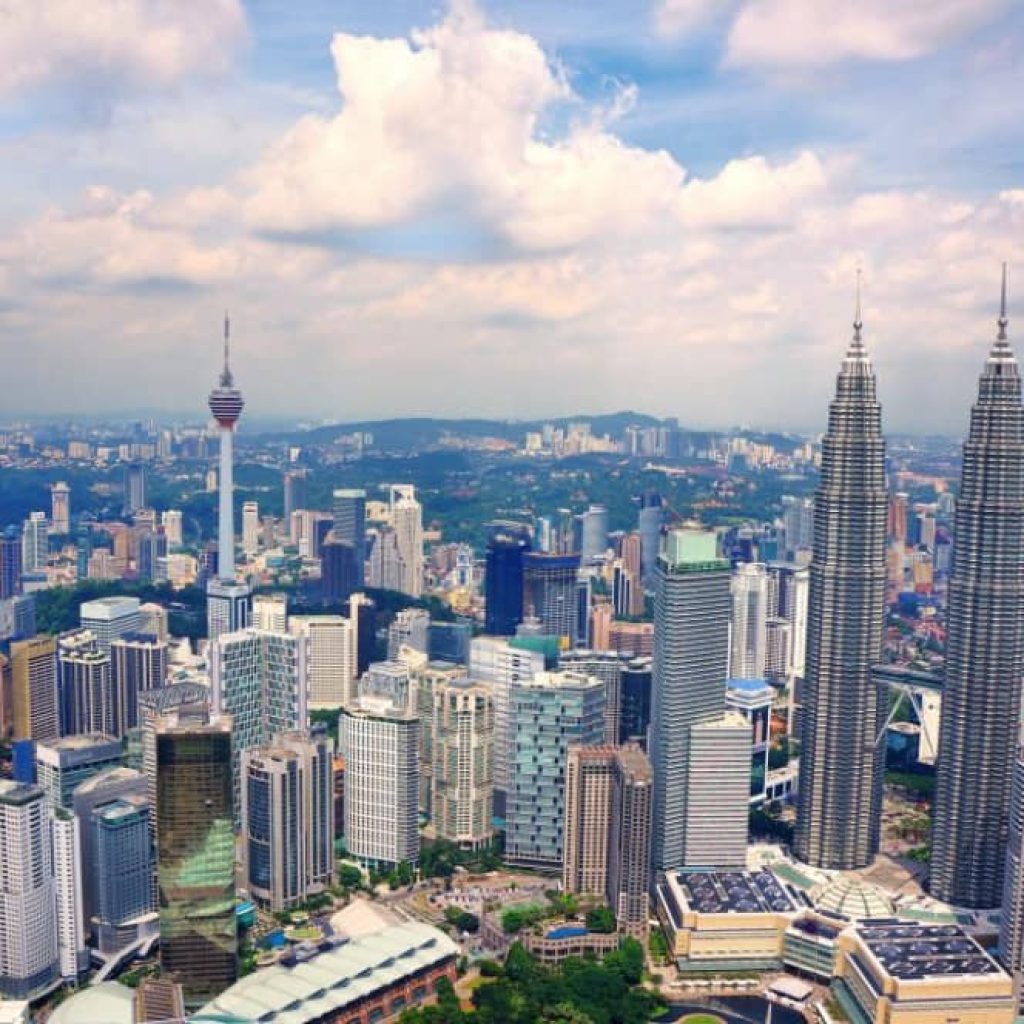 An image of the Kuala Lumpur skyline for an article about "senior vacation to Kuala Lumpur."
