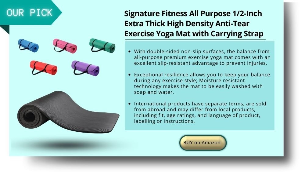 Signature Fitness All Purpose 1/2-Inch Extra Thick High Density Anti-Tear Exercise Yoga Mat with Carrying Strap