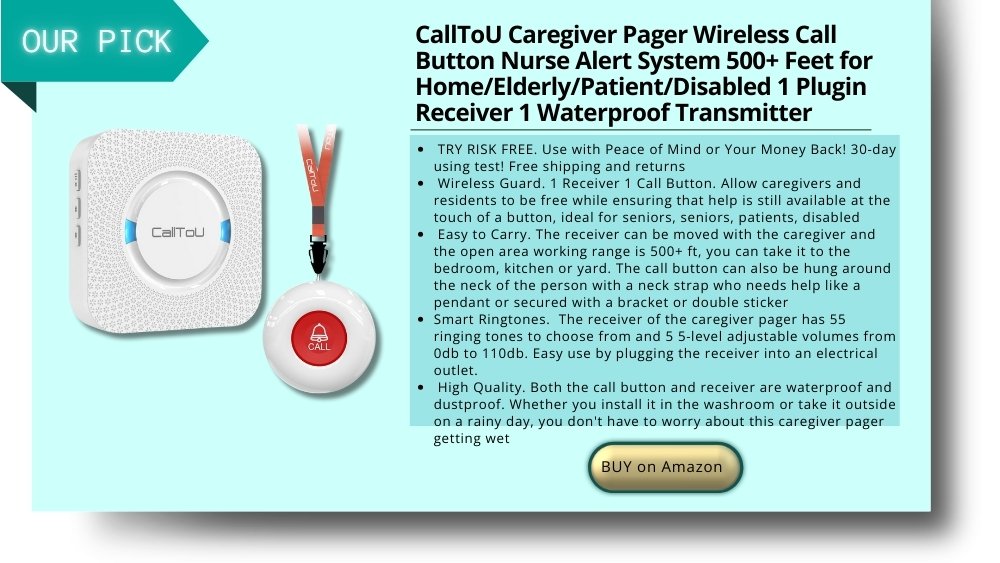 Caregiver Pager Wireless Call Button Nurse Alert System 500+ Feet for HomeElderlyPatientDisabled 1 Plugin Receiver 1 Waterproof Transmitter