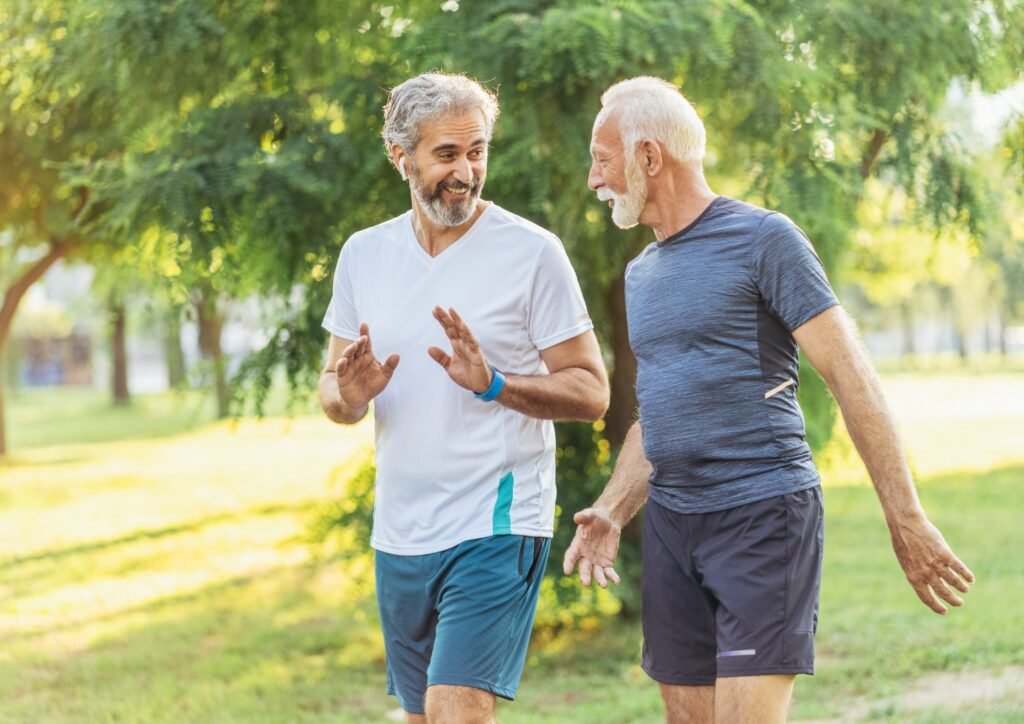 An image of two seniors jogging