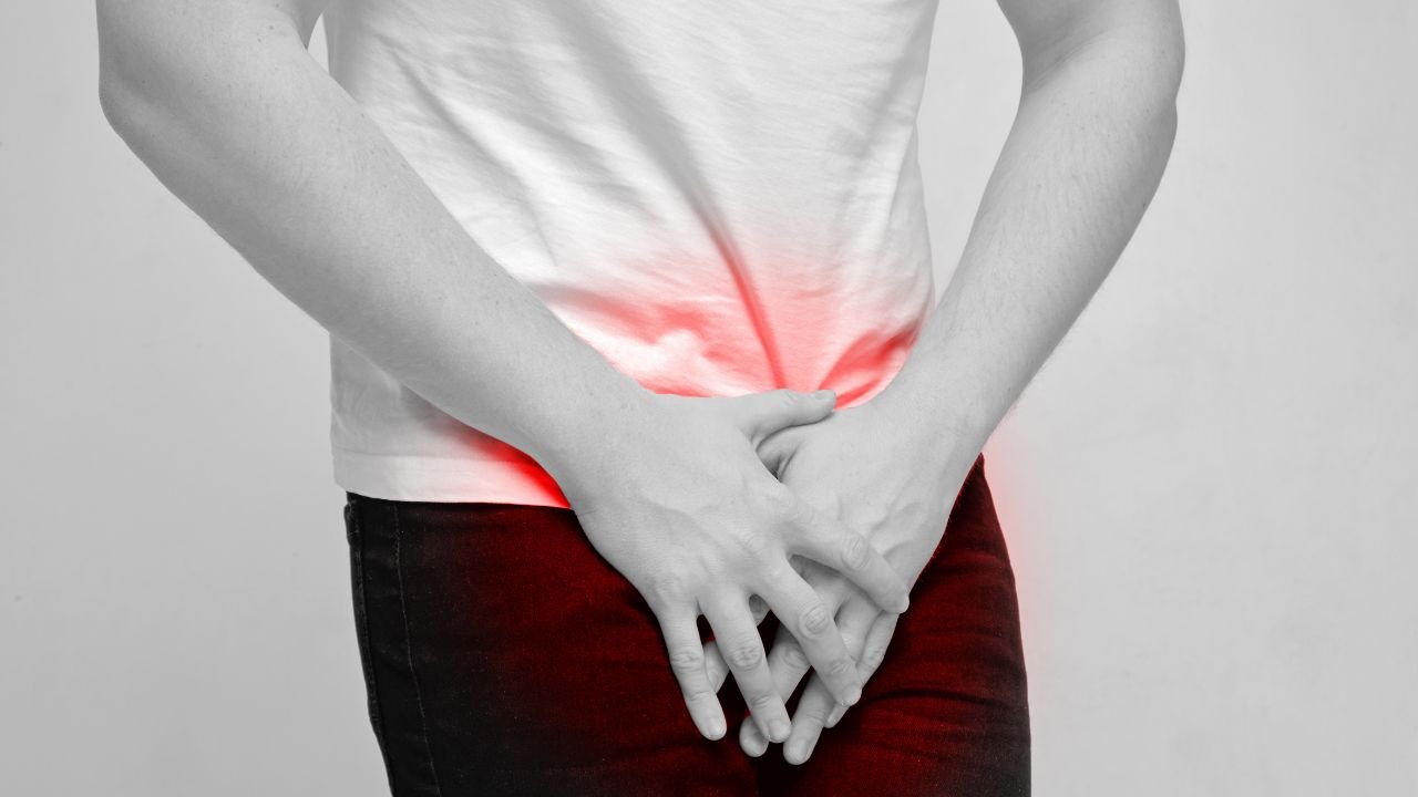 An image of a person suffering from an enlarged prostate. 