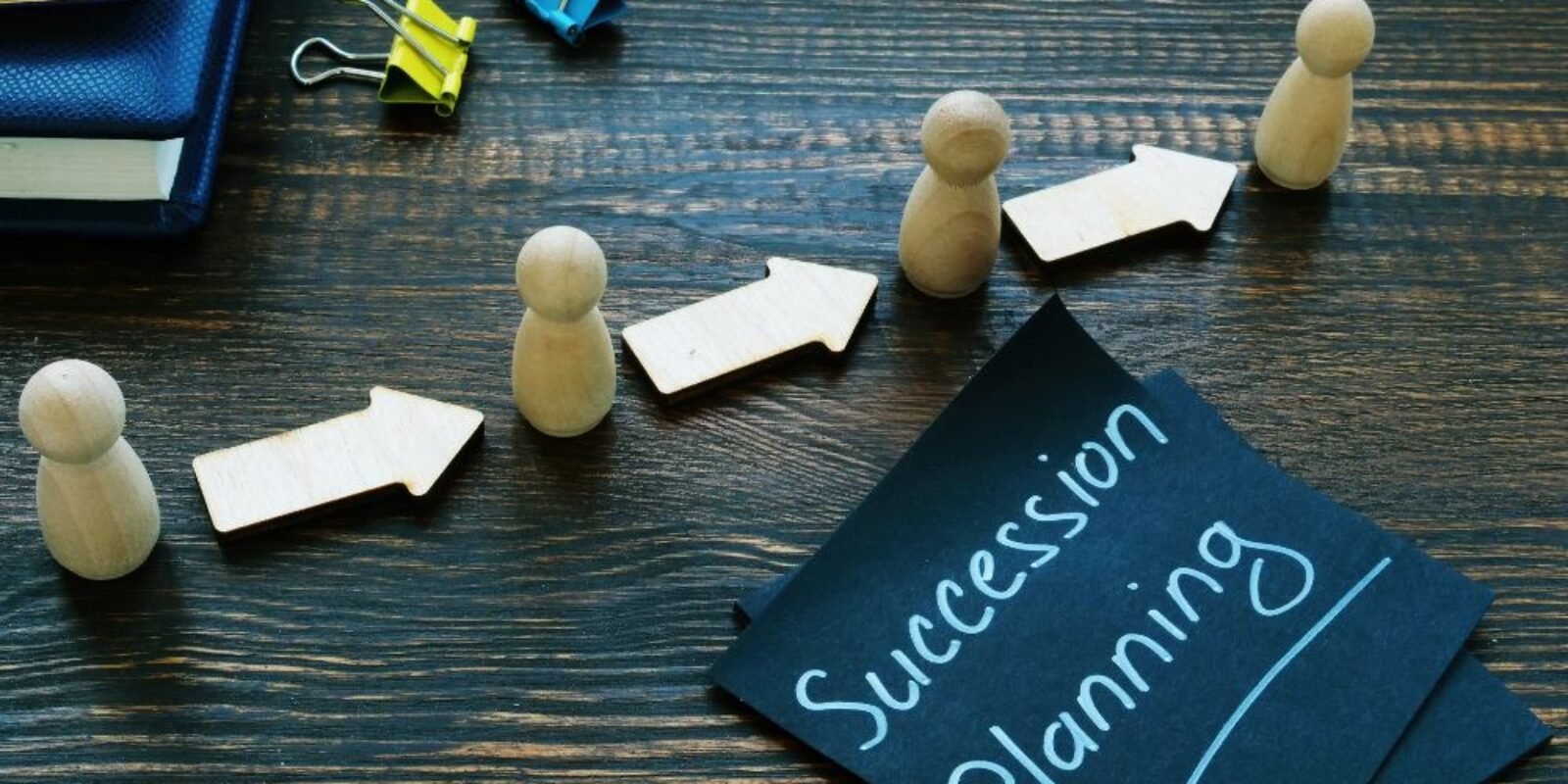 An image of various office objects for an article about succession planning.