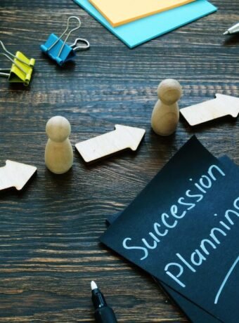 An image of various office objects for an article about succession planning.