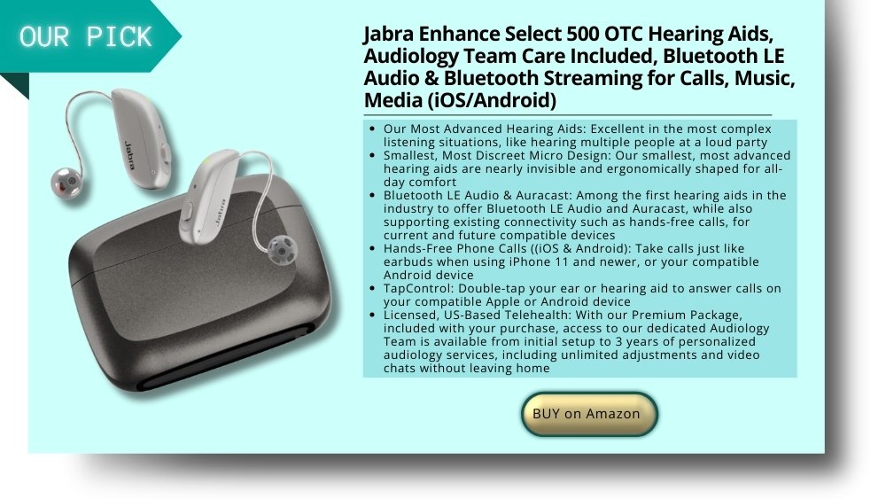 Select 500 OTC Hearing Aids, Audiology Team Care Included, Bluetooth LE Audio & Bluetooth Streaming for Calls, Music, Media (iOS/Android), Nearly Invisible & Comfortable - Silver