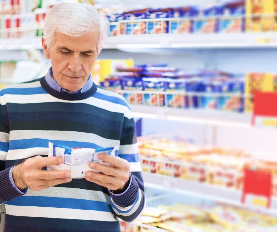 senior on a grocery store