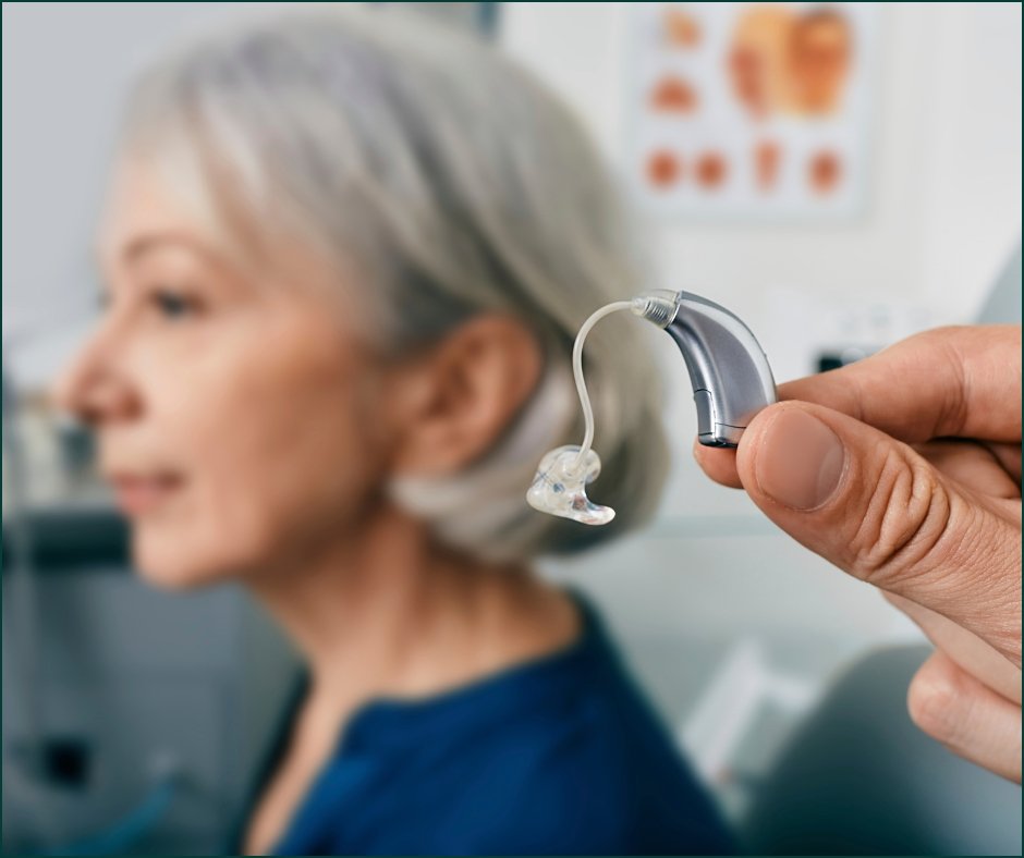 senior wearing hearing aid