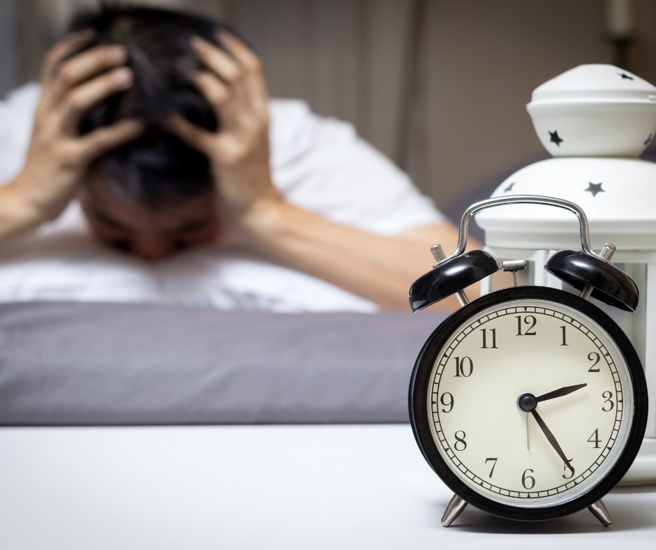 a mature man anubale to sleep