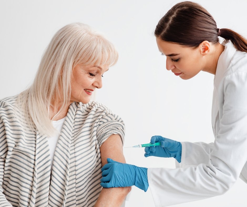 an image of a senior getting a vaccine